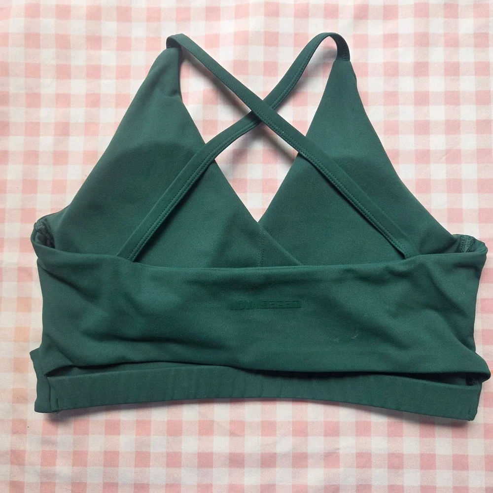 Forest Green Wrap Front Crisscross Back Sports Bra‎ Medium Bikini Top Fairycore